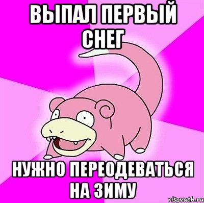 Выпал первый снег Нужно переодеваться на зиму, Мем слоупок