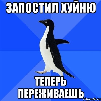 запостил хуйню теперь переживаешь, Мем  Социально-неуклюжий пингвин