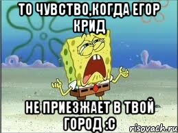 То чувство,когда Егор Крид Не приезжает в твой город :с, Мем Спанч Боб плачет