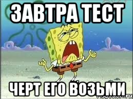 завтра тест черт его возьми, Мем Спанч Боб плачет