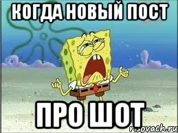 Когда новый пост про Шот, Мем Спанч Боб плачет