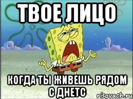 твое лицо когда ты живешь рядом с Днетс, Мем Спанч Боб плачет