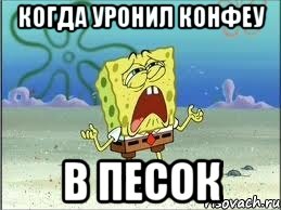 Когда уронил конфеу В Песок, Мем Спанч Боб плачет