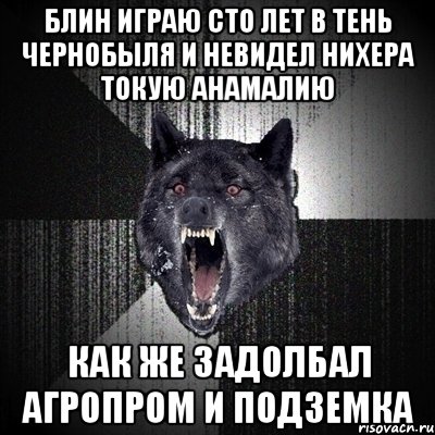 блин играю сто лет в тень чернобыля и невидел нихера токую анамалию как же задолбал агропром и подземка, Мем Сумасшедший волк