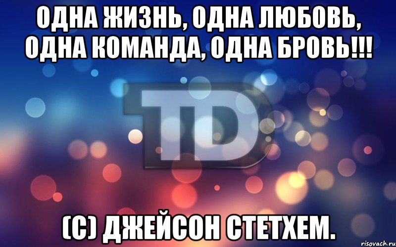 Одна жизнь, одна любовь, одна команда, одна бровь!!! (С) Джейсон Стетхем.