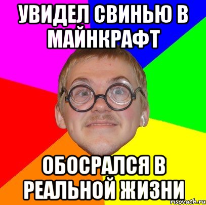 увидел свинью в майнкрафт обосрался в реальной жизни, Мем Типичный ботан