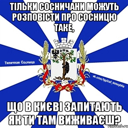 тільки сосничани можуть розповісти про сосницю таке, що в києві запитають як ти там виживаєш?