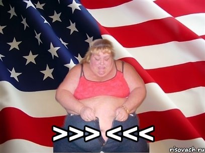  >>> <<<, Мем Толстая американка