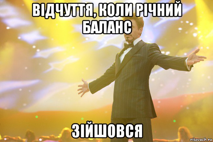 Відчуття, коли річний баланс ЗІЙШОВСЯ, Мем Тони Старк (Роберт Дауни младший)