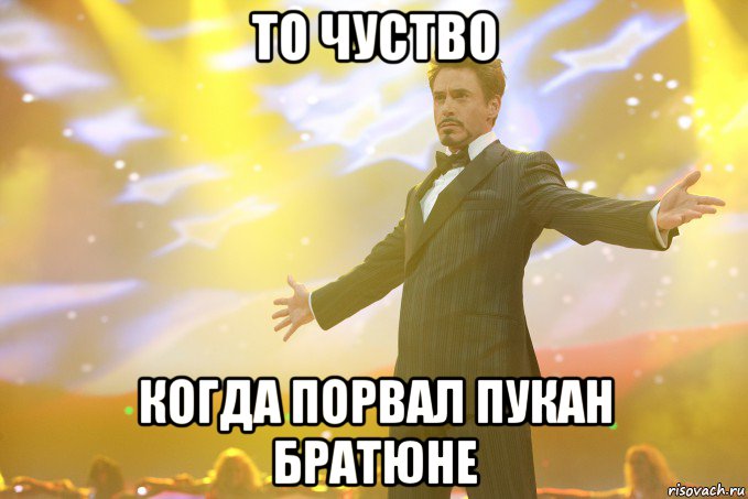 То чуство Когда порвал пукан братюне, Мем Тони Старк (Роберт Дауни младший)