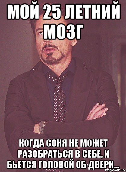 МОЙ 25 ЛЕТНИЙ МОЗГ КОГДА СОНЯ НЕ МОЖЕТ РАЗОБРАТЬСЯ В СЕБЕ, И БЬЕТСЯ ГОЛОВОЙ ОБ ДВЕРИ..., Мем твое выражение лица