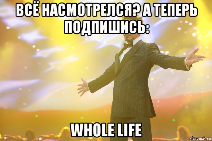 Всё Насмотрелся? А теперь Подпишись: Whole Life, Мем Тони Старк (Роберт Дауни младший)