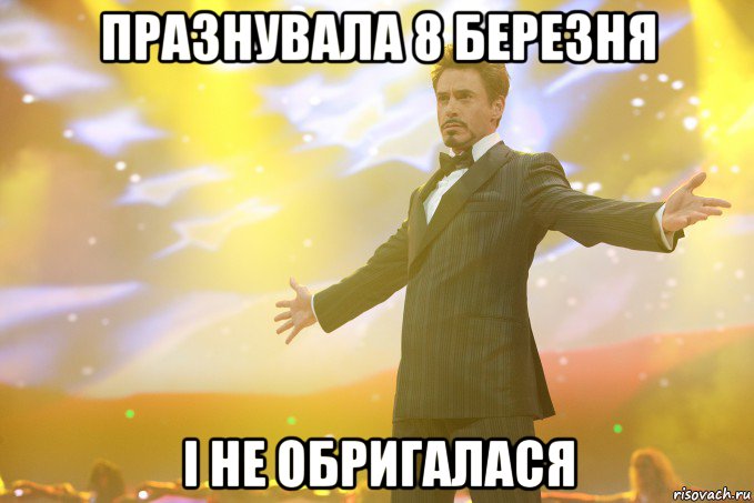 празнувала 8 березня і не обригалася, Мем Тони Старк (Роберт Дауни младший)