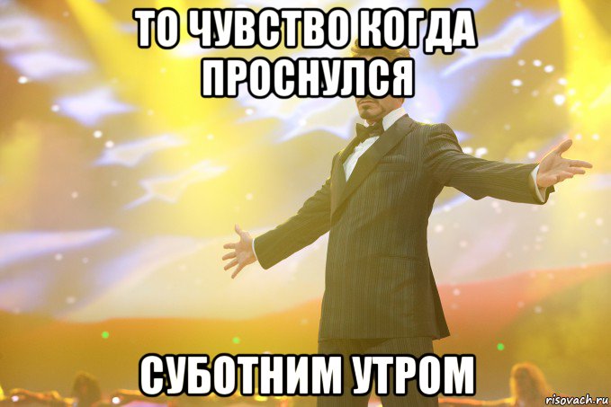 то чувство когда проснулся суботним утром, Мем Тони Старк (Роберт Дауни младший)