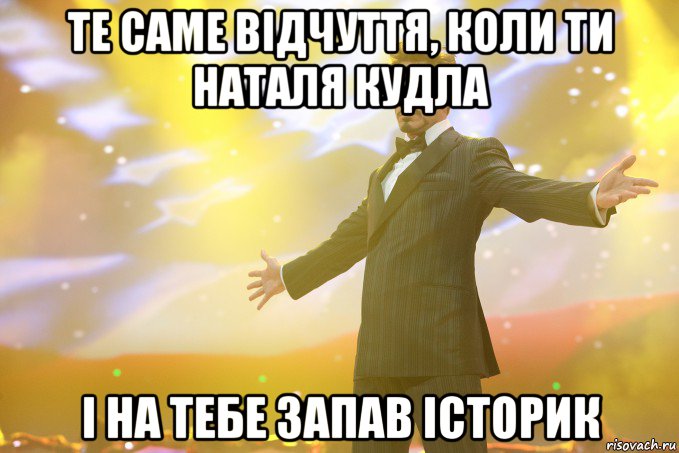 Те саме відчуття, коли ти Наталя Кудла і на тебе запав історик, Мем Тони Старк (Роберт Дауни младший)