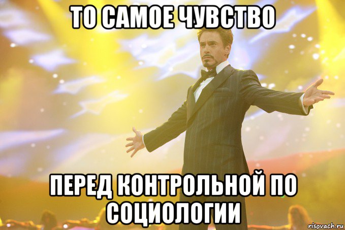 То самое чувство Перед контрольной по социологии, Мем Тони Старк (Роберт Дауни младший)