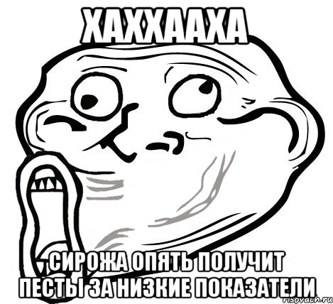 Хаххааха Сирожа опять получит песты за низкие показатели, Мем  Trollface LOL