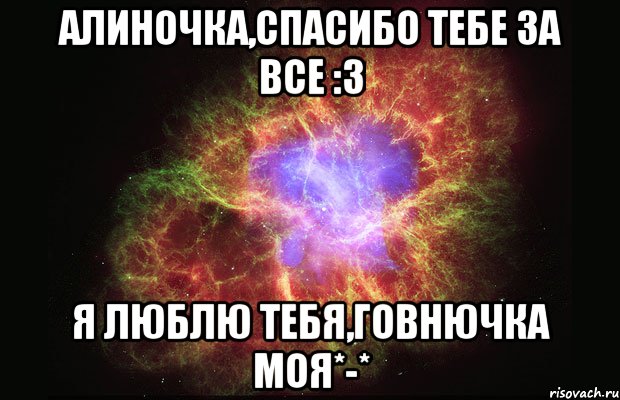 Алиночка,спасибо тебе за все :з Я люблю тебя,говнючка моя*-*, Мем Туманность