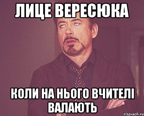 ЛИЦЕ ВЕРЕСЮКА КОЛИ НА НЬОГО ВЧИТЕЛІ ВАЛАЮТЬ, Мем твое выражение лица