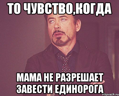То чувство,когда Мама не разрешает завести единорога, Мем твое выражение лица