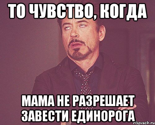 То чувство, когда Мама не разрешает завести единорога, Мем твое выражение лица