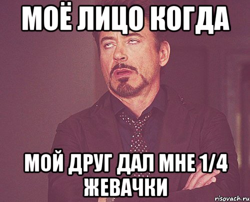 Моё лицо когда мой друг дал мне 1/4 жевачки, Мем твое выражение лица