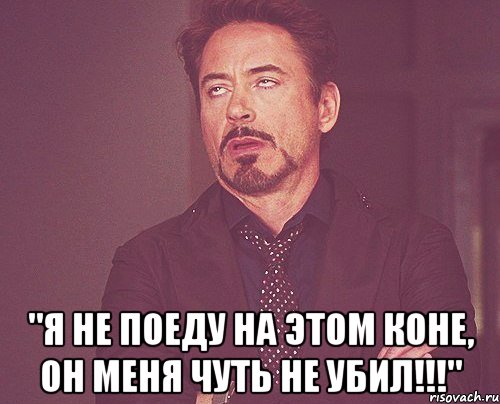  "Я не поеду на этом коне, он меня чуть не убил!!!", Мем твое выражение лица