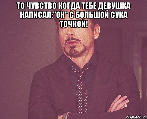 То чувство когда тебе девушка написал:"Ок" с большой сука точкой! , Мем твое выражение лица