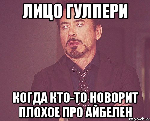 Лицо гулпери Когда кто-то новорит плохое про айбелен, Мем твое выражение лица