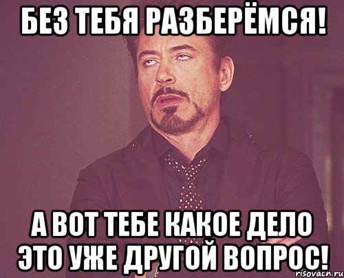 Без тебя разберёмся! А вот тебе какое дело это уже другой вопрос!, Мем твое выражение лица