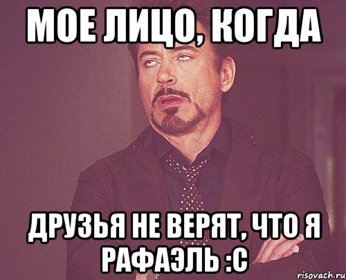 Мое лицо, когда друзья не верят, что я Рафаэль :С, Мем твое выражение лица