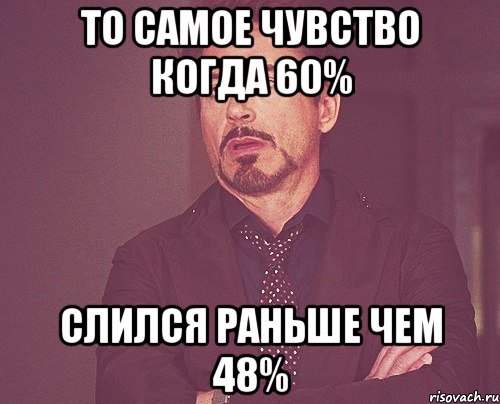 то самое чувство когда 60% слился раньше чем 48%, Мем твое выражение лица