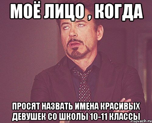 Моё лицо , когда просят назвать имена красивых девушек со школы 10-11 классы, Мем твое выражение лица