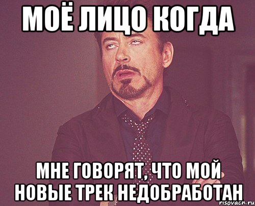 МОЁ ЛИЦО КОГДА МНЕ ГОВОРЯТ, ЧТО МОЙ НОВЫЕ ТРЕК НЕДОБРАБОТАН, Мем твое выражение лица