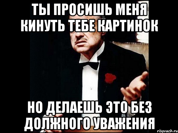 Ты просишь меня кинуть тебе картинок Но делаешь это без должного уважения, Мем ты делаешь это без уважения