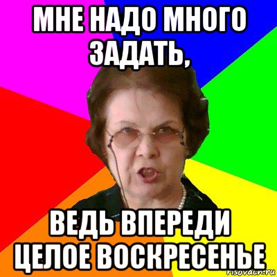 Мне надо много задать, Ведь впереди целое воскресенье, Мем Типичная училка