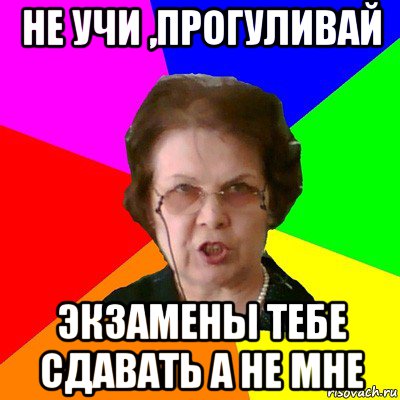 НЕ УЧИ ,ПРОГУЛИВАЙ ЭКЗАМЕНЫ ТЕБЕ СДАВАТЬ А НЕ МНЕ, Мем Типичная училка