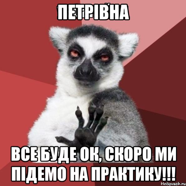 Петрівна все буде ок, скоро ми підемо на практику!!!, Мем Узбагойзя