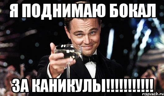 Я поднимаю бокал за КАНИКУЛЫ!!!!!!!!!!!, Мем Великий Гэтсби (бокал за тех)