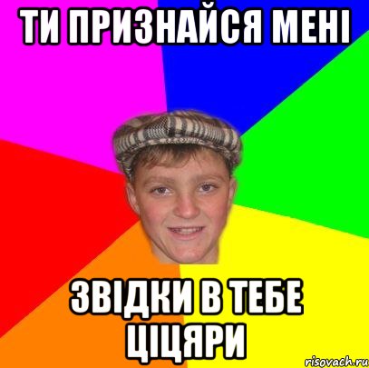 ТИ ПРИЗНАЙСЯ МЕНІ ЗВІДКИ В ТЕБЕ ЦІЦЯРИ