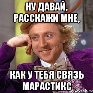 Ну давай, расскажи мне, как у тебя связь марастикс, Мем Ну давай расскажи (Вилли Вонка)