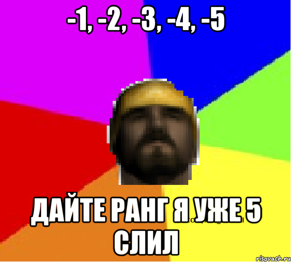 -1, -2, -3, -4, -5 Дайте ранг я уже 5 слил