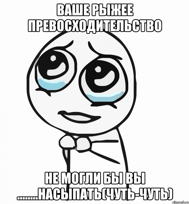 ВАШЕ РЫЖЕЕ ПРЕВОСХОДИТЕЛЬСТВО НЕ МОГЛИ БЫ ВЫ ........НАСЫПАТЬ(ЧУТЬ-ЧУТЬ), Мем  ну пожалуйста (please)