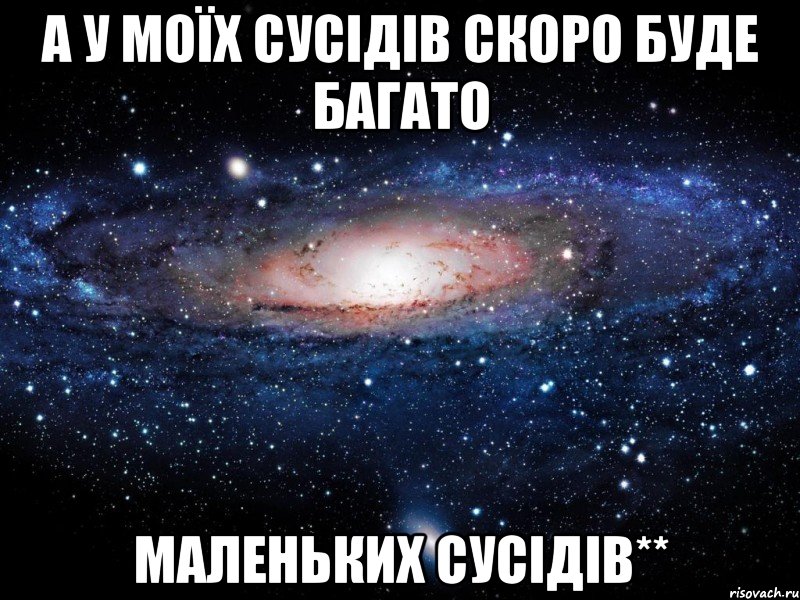 А у моїх сусідів скоро буде багато маленьких сусідів**, Мем Вселенная