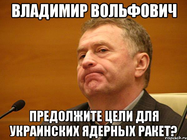владимир вольфович предолжите цели для украинских ядерных ракет?