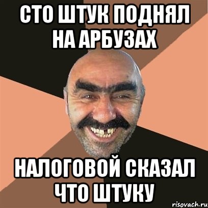 Сто штук поднял на арбузах Налоговой сказал что штуку, Мем Я твой дом труба шатал