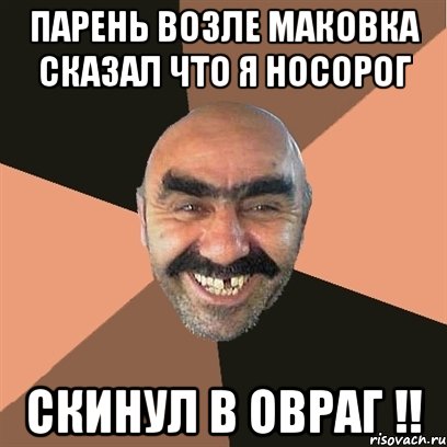 Парень возле маковка сказал что я носорог Скинул в овраг !!, Мем Я твой дом труба шатал