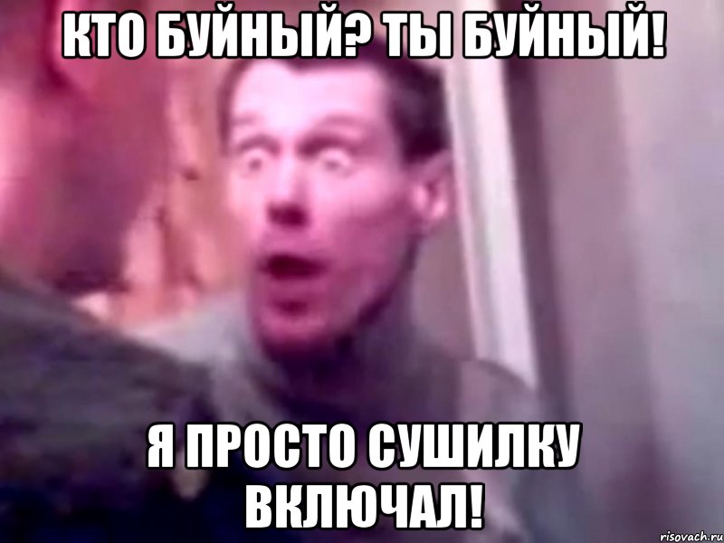 кто буйный? ты буйный! я просто сушилку включал!, Мем Запили