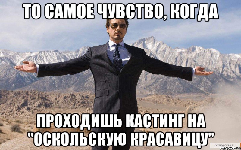 То самое чувство, когда проходишь кастинг на "Оскольскую красавицу", Мем железный человек