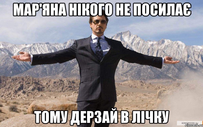 Мар'яна нікого не посилає тому дерзай в лічку, Мем железный человек